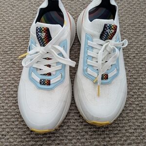 Vessi White and Blue Athletic Shoes